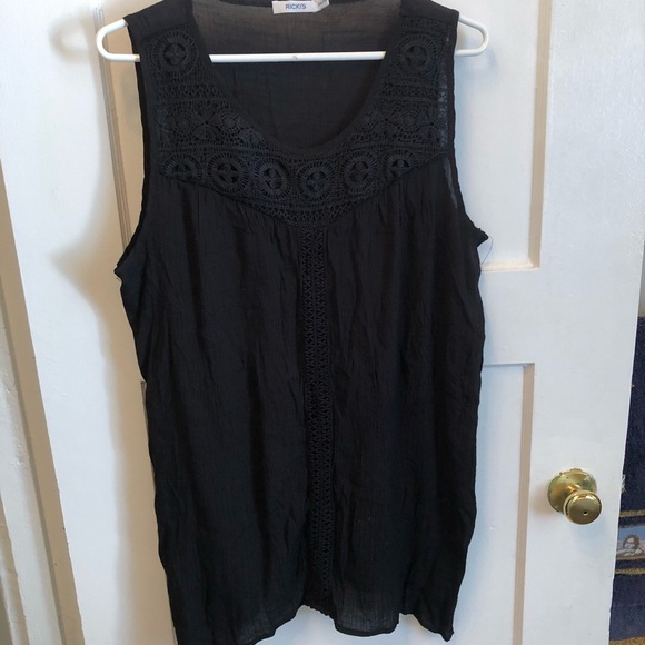 Ricki's xxl Black Pleated Blouse with Embellished Details- perfect for work - Picture 1 of 7